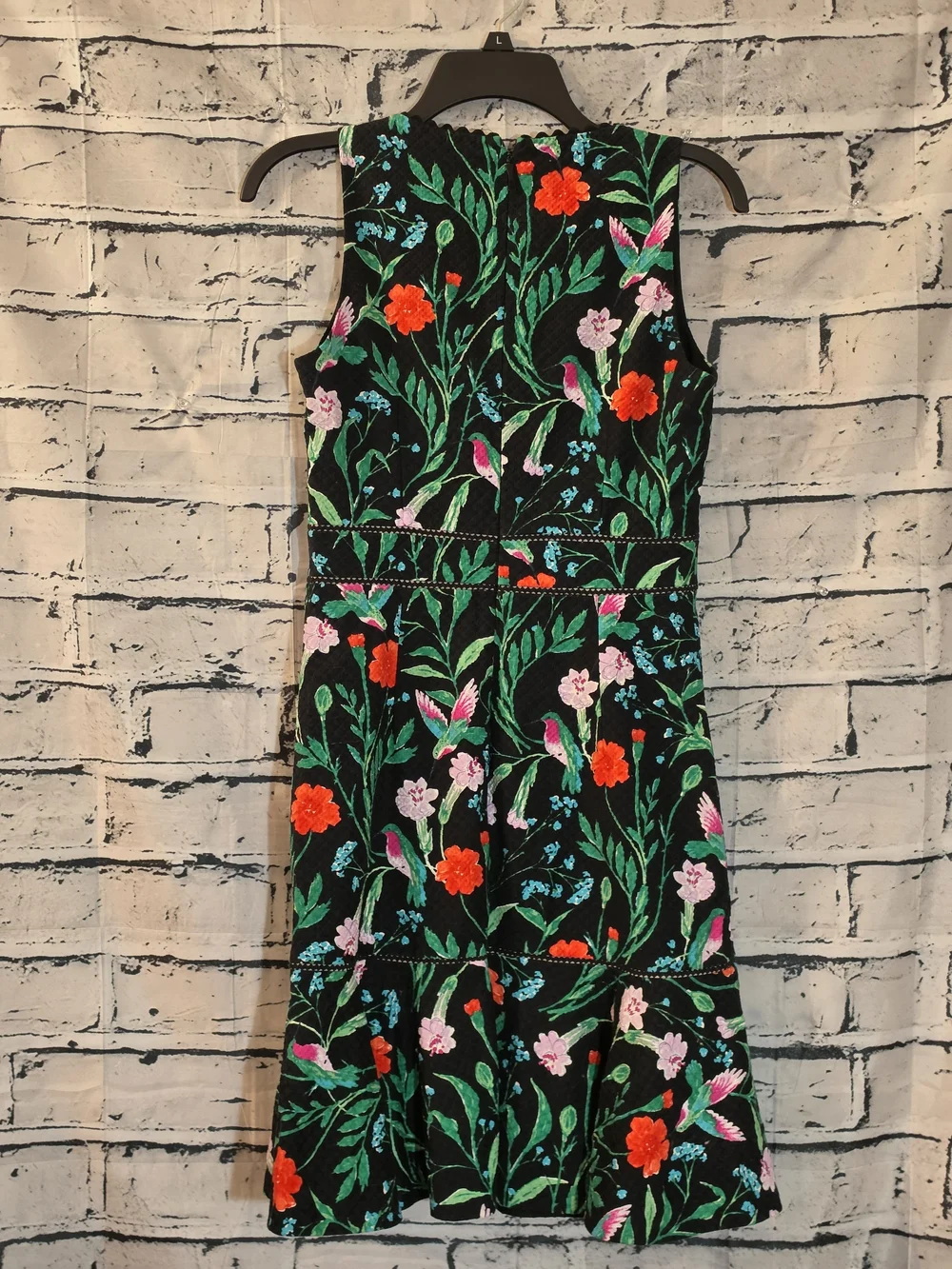 kate spade Black Floral Embroidered V-Neck Mini Dress